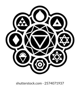 A glyph style icon of chakra energy symbol