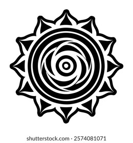 A glyph style icon of chakra spiral art