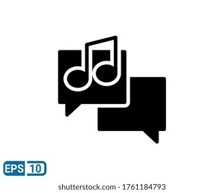 icono de estilo glifo de chat sobre el estilo de música aislado en fondo blanco. EPS 10
