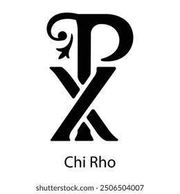 A glyph style icon of chi rho 