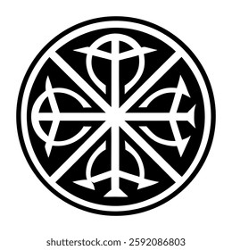 A glyph style icon of chi rho symbol