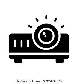 Un icono de estilo de glifo del proyector del aula