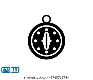 glyph style icon of compass isolated on white background. EPS 10 