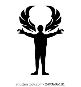 A glyph style icon of a daedalus