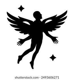 A glyph style icon of daedalus