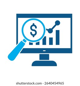 Glyph style icon of data analysis. Great for digital marketing, SEO, and online business themes.