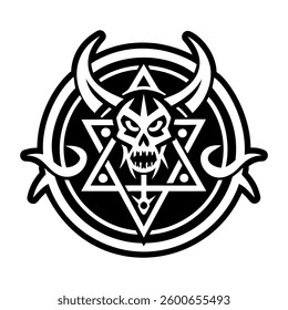 A glyph style icon of demon sigil symbol