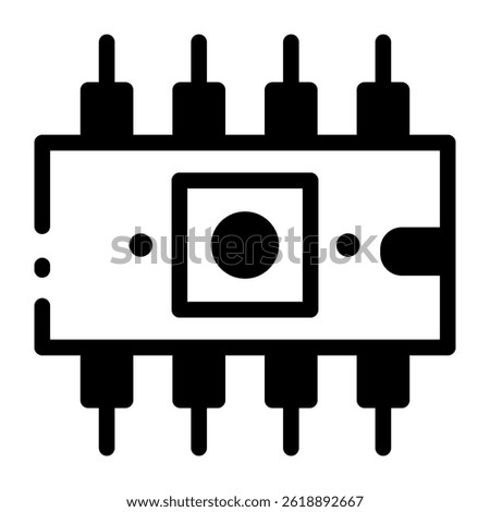 A glyph style icon depicting a computer rom 
