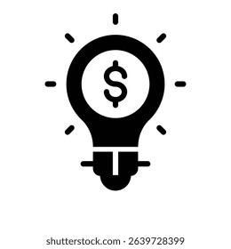 A glyph style icon depicting financial idea bulb