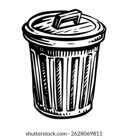 A glyph style icon depicting public park trash bin