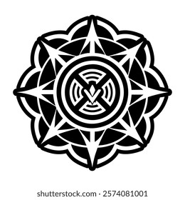 A glyph style icon depicting voice chakra symbol