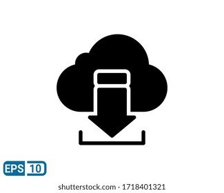 glyph style icon of download from cloud. illustration isolated on white background. EPS 10