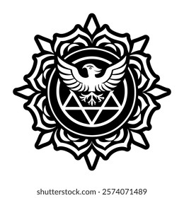 A glyph style icon of eagle chakra symbol