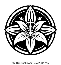 A glyph style icon of easter lily symbol