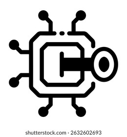 Glyph style icon of encryption security
