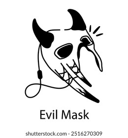 A glyph style icon of evil mask 