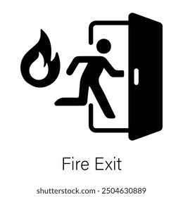 A glyph style icon of fire exit door