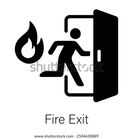 A glyph style icon of fire exit door