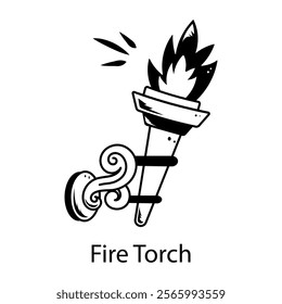 A glyph style icon of fire torch 