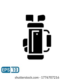 glyph style icon of golf stick bag. vector illustration for graphic designer, website, UI isolated on white background. EPS 10
