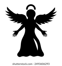 A glyph style icon of a guardian angel 