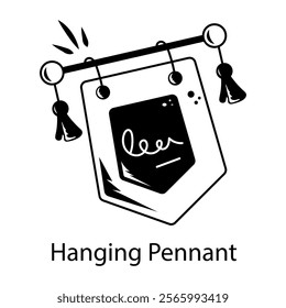 A glyph style icon of hanging pennant 