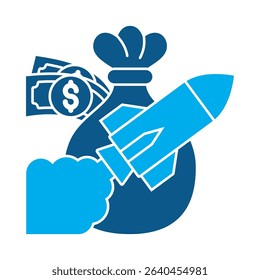 Glyph style icon of high speed loans. Great for digital marketing, SEO, and online business themes.