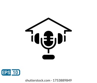 glyph style icon of home podcast isolated on white background. EPS 10