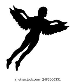 A glyph style icon of an icarus 