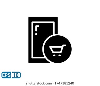 glyph style icon of internet store. vector illustration for graphic design, website, UI isolated on white background. EPS 10
