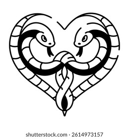A glyph style icon of intertwined snakes tattoo
