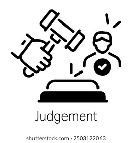 A glyph style icon of judgement 