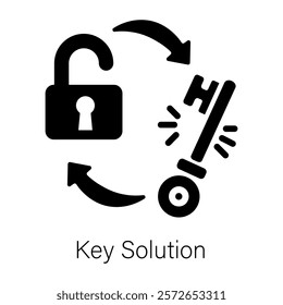 A glyph style icon of key solution 