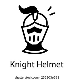 A glyph style icon of knight helmet 