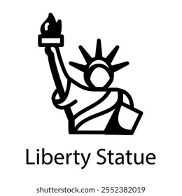 Glyph style icon of liberty statue 