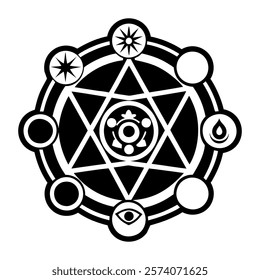 A glyph style icon of linked chakra symbol