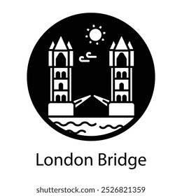 Un icono de estilo glifo del puente de Londres 