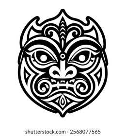 A glyph style icon of maori mask symbol