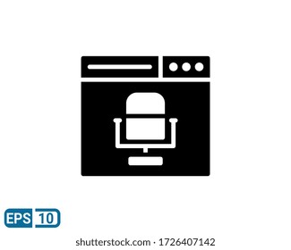glyph style icon of microphone and browser. vector illustration for graphic design, website, UI isolated on white background. EPS 10