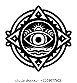 A glyph style icon of mystical gaze symbol