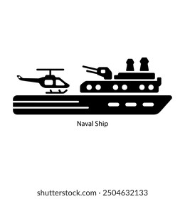 A glyph style icon of naval ship 