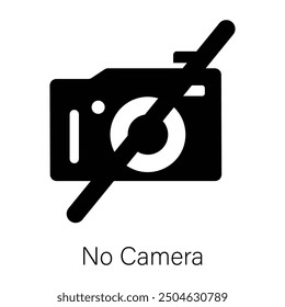 A glyph style icon of no camera sign