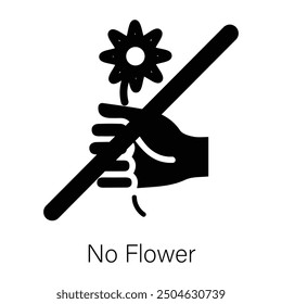 A glyph style icon of no flower sign 