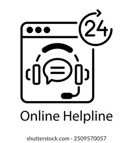 A glyph style icon of online helpline 