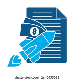 Glyph style icon of paid articles. Great for digital marketing, SEO, and online business themes.