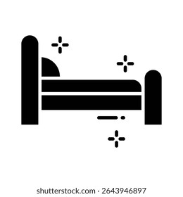A glyph style icon of patient bed, easy to edit