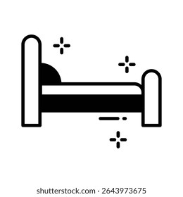 A glyph style icon of patient bed, easy to edit