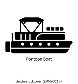 Glyph style icon of pontoon boat 