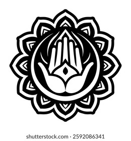 A glyph style icon of praying hands symbol