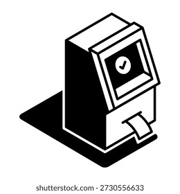 Um ícone de estilo de glifo representando atm